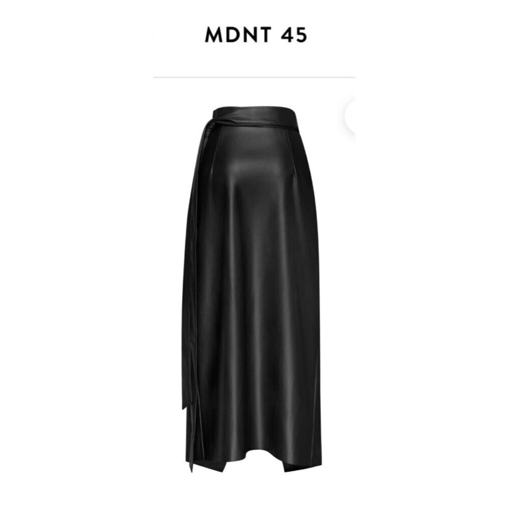 Mdnt:45 Faux Leather High-Waisted Wrap Skirt Size Xl — image 4 of 8